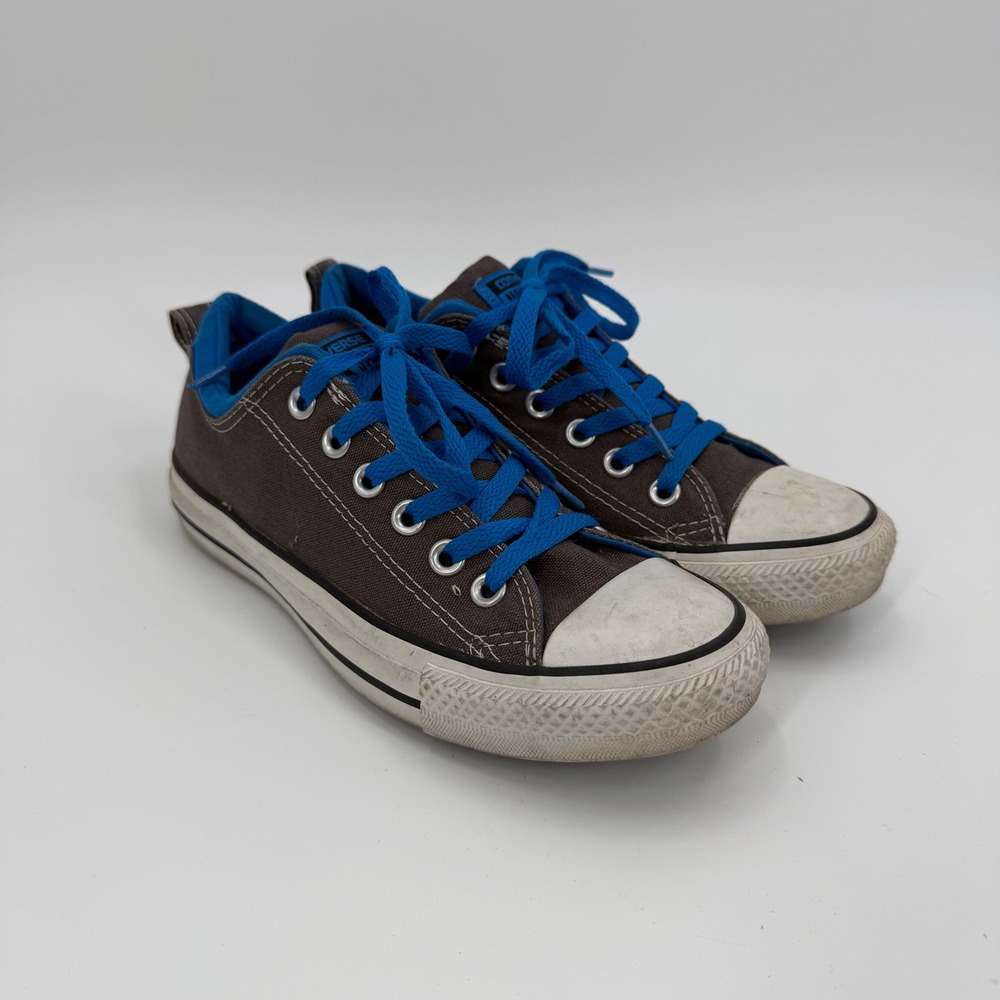 Converse Chuck Taylor Low-Top Charcoal Grey Electric Blue Sneakers Youth 5